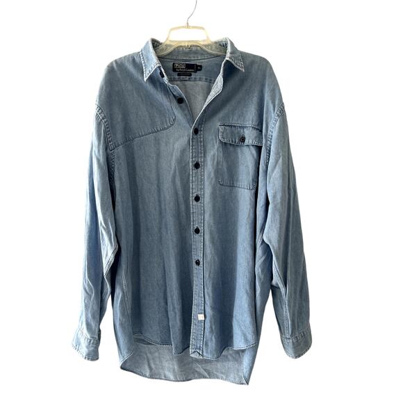 Vintage Polo By Ralph Lauren Men's XL Blue Long Sleeve Button Up Shirt Excellent - Picture 1 of 3